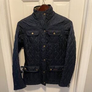 Barbour x Morris & Co Printed Quilted Navy Utility Jacket -- Size 6US